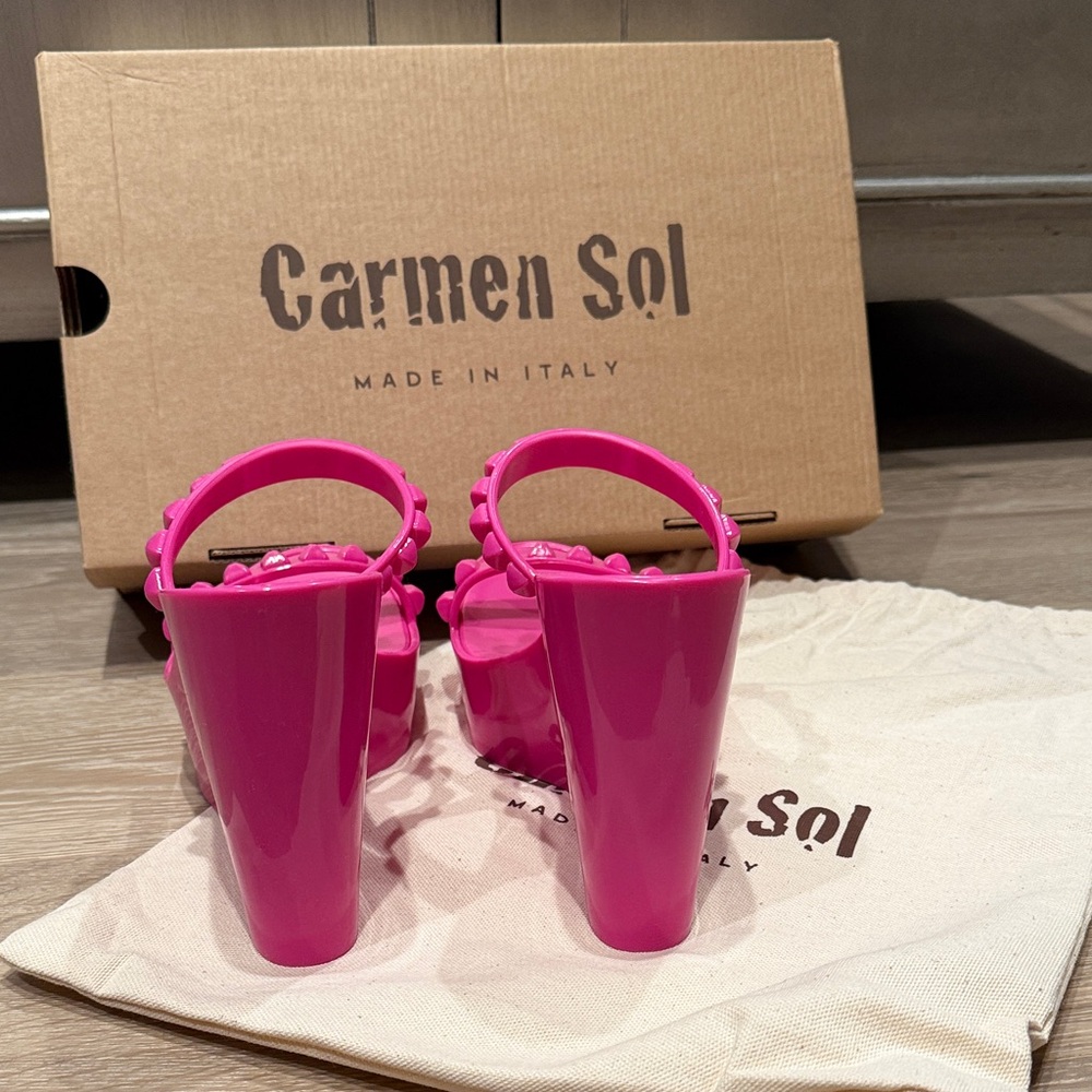 Carmen Sol Pink Wedge Sandals - Picture 3 of 6
